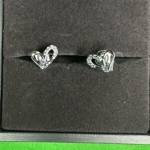 925 Sterling Silver Inlaid Zircon Heart Earrings